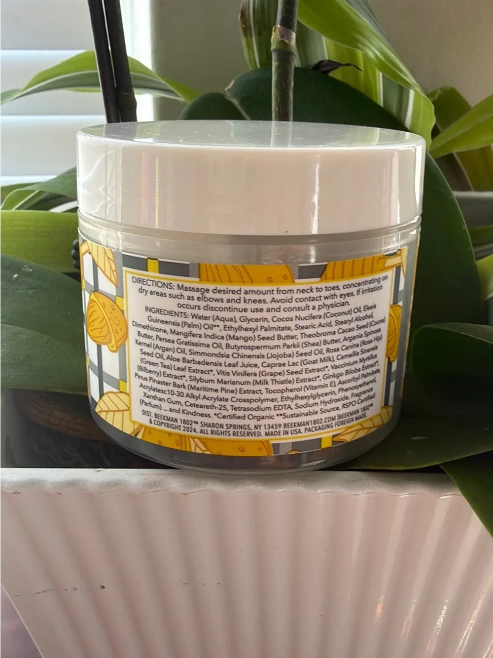 Beekman 1802 Almond Honey Cookie Whipped Body Cream - White & Yellow